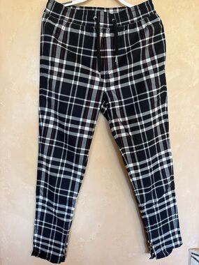 Zanerobe Black Plaid Joggers with White & Burgundy Accents